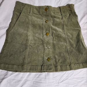 Green Corduroy Mini Skirt